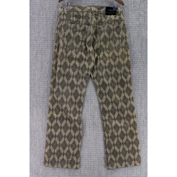 Alberto Golf Pants Mens Size 52 Brown Pro Cord Check Diamond Pattern Flat Front - Picture 2 of 11